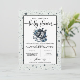 Invitation Baby shower Blue Baby High Tops de Navy