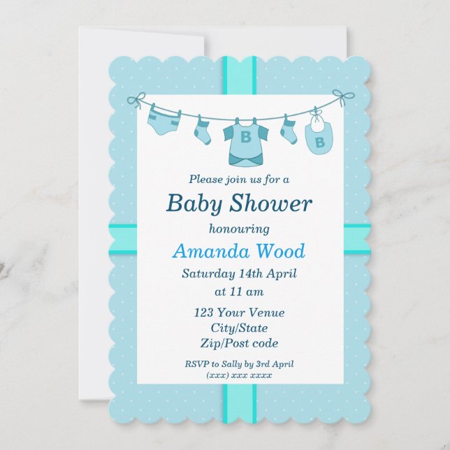 Invitation Baby shower Blue Boy (Devant)