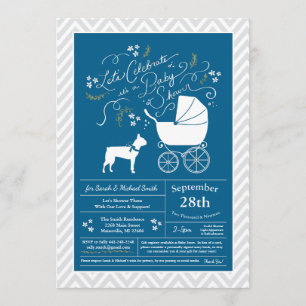 Invitation Baby shower Blue Boy de Boston Terrier Dog