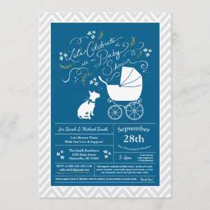 Invitation Baby shower Blue Boy du Chien Bull Terrier