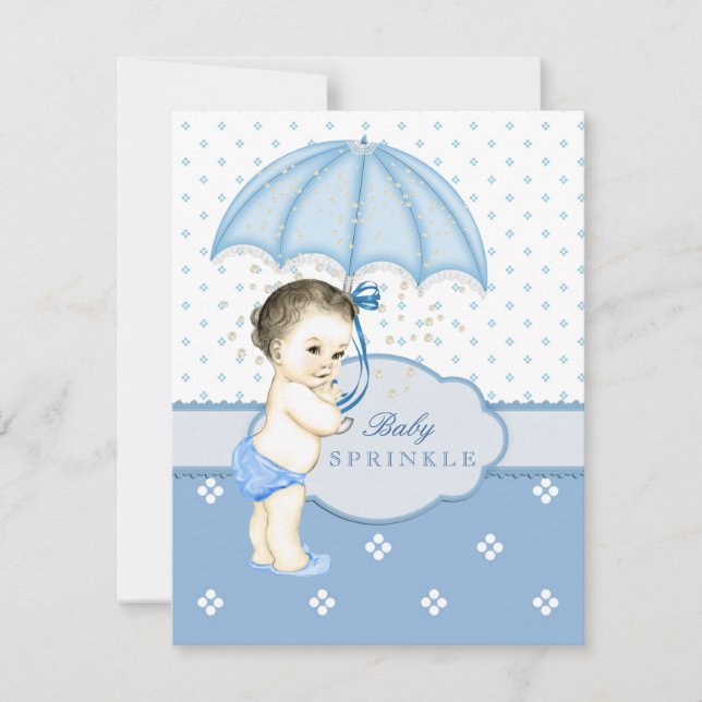 Invitation Baby shower Blue Boy Sprinkl (Devant)