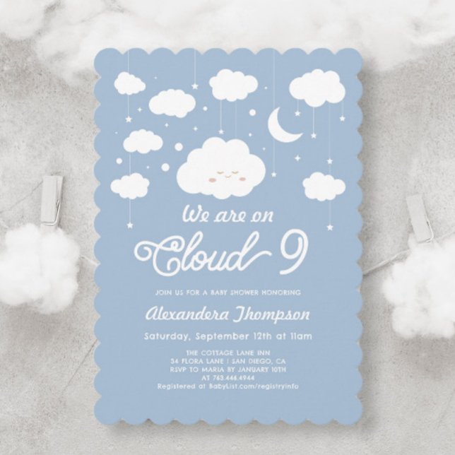Invitation Baby shower Blue Cloud (Créateur téléchargé)