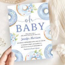 Invitation Baby Shower Blue Donuts