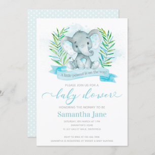 Invitation Baby shower Blue Elephant