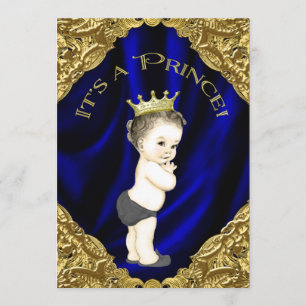 Invitation Baby shower Blue et Gold Prince