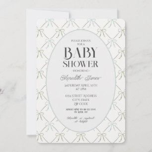 Invitation Baby shower Blue & Green Bows