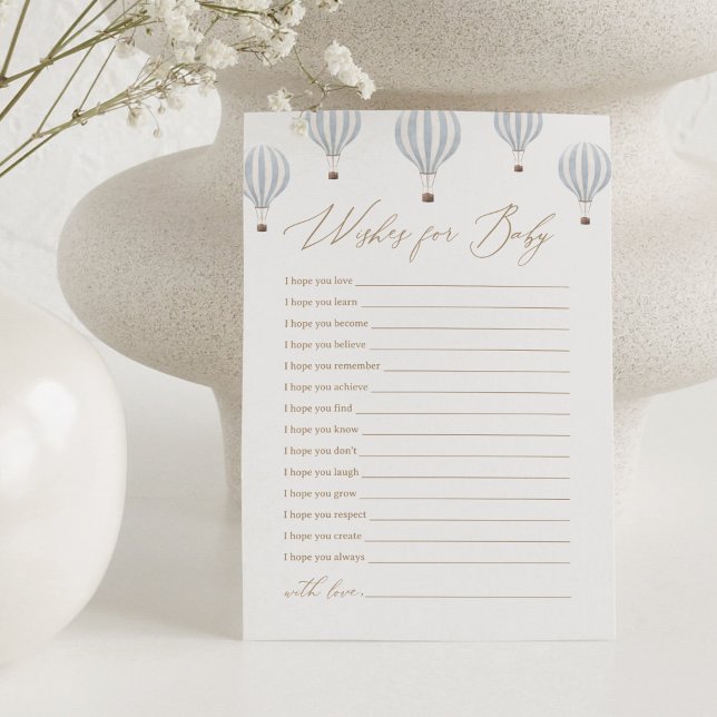 Invitation Baby shower Blue Hot Air Balloon Voeux pour bébé (Créateur téléchargé)
