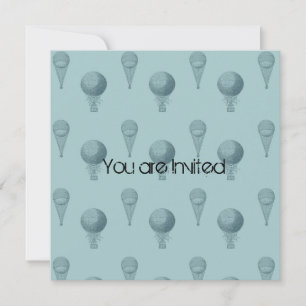 Invitation Baby shower Blue Hot Air Balloons