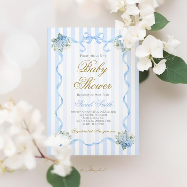Invitation Baby shower Blue Hydrangea (Créateur téléchargé)