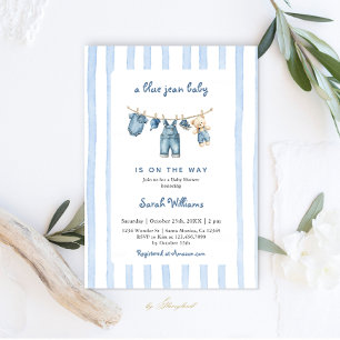 Invitation Baby shower Blue Jean