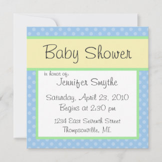 Invitation Baby shower Blue Polka Dotty