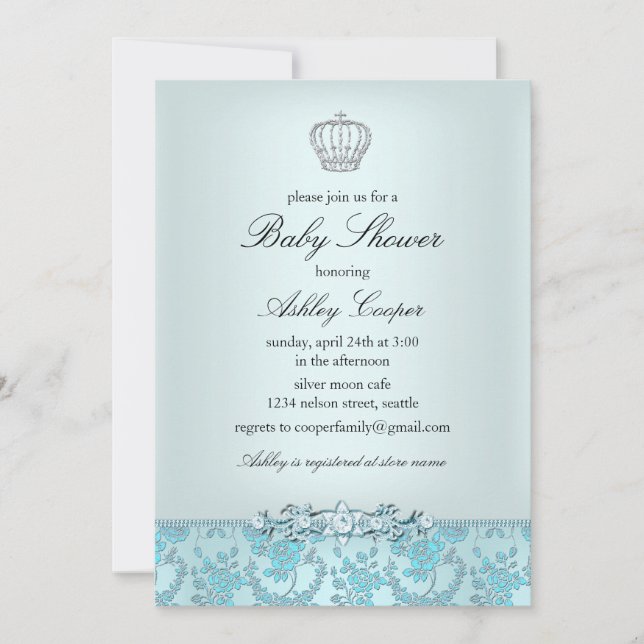 Invitation Baby shower Blue Prince (Devant)