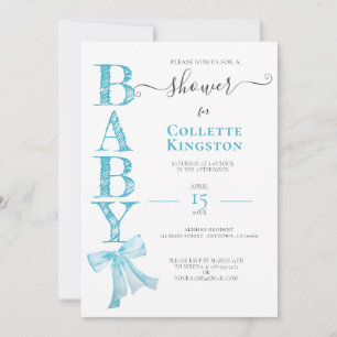 Invitation BABY SHOWER BLUE RIBBON GARY