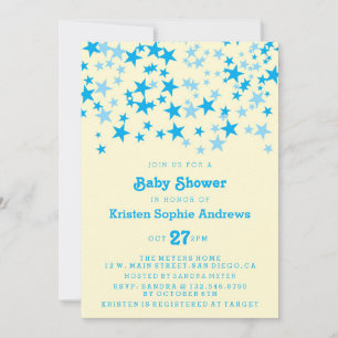 Invitation Baby shower Blue Stars