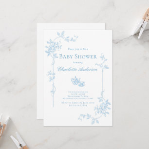 Invitation Baby shower Blue Tea Party