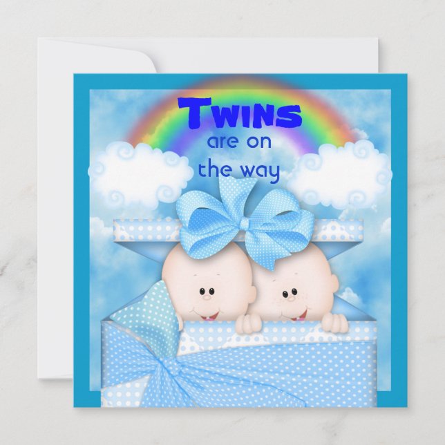Invitation Baby shower BLUE TWIN (Devant)