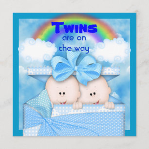 Invitation Baby shower BLUE TWIN