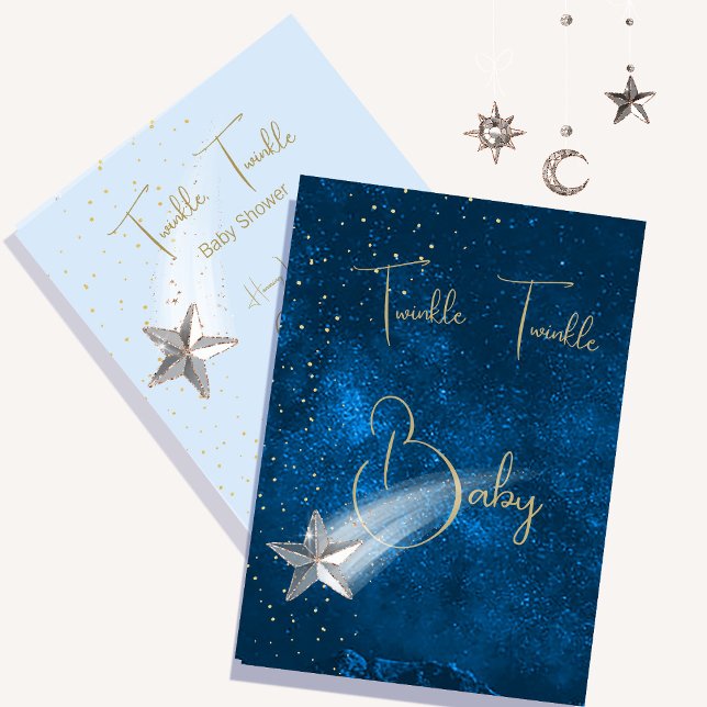 Invitation Baby shower Blue Twinkle Twinkle Stars (Créateur téléchargé)