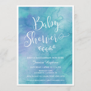 Invitation Baby shower Blue Watercolor