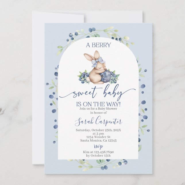 Invitation Baby shower Blueberry (Devant)