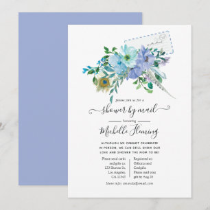 Invitation Baby Shower Bohème Bleu et Menthe par la Poste