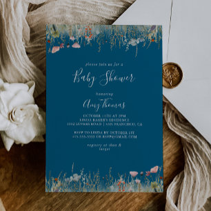 Invitation Baby Shower Bohème Féerique aux Fleurs Sauvages Na