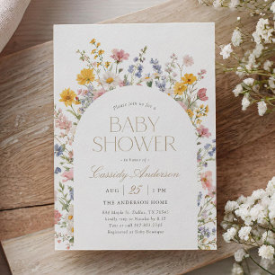 Invitation Baby Shower Bohème Fleur Sauvage