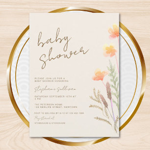 Invitation Baby Shower Bohème Fleur Sauvage