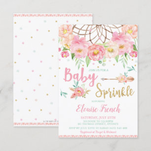 Invitation Baby Shower Bohème Fleurie Attrape-Rêves
