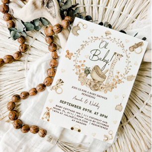 Invitation Baby Shower Bohème Girafe