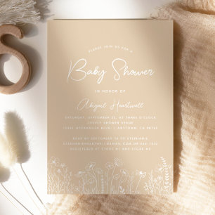 Invitation Baby Shower Bohème Minimaliste Fleurs Sauvages Bei