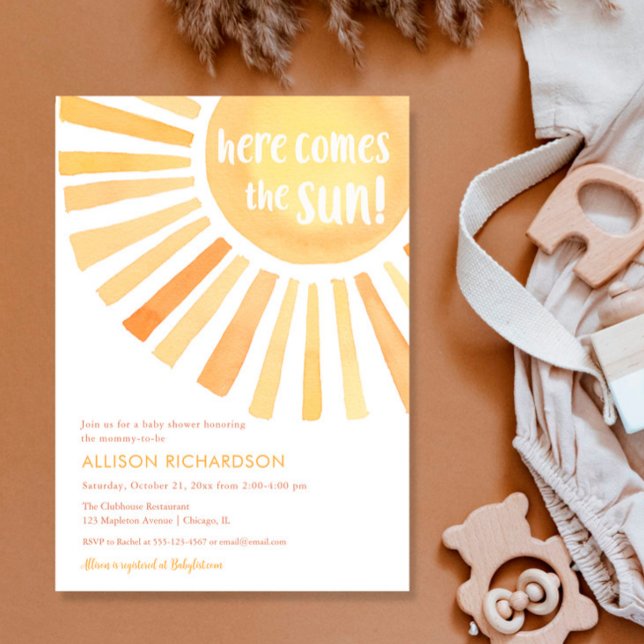 Invitation Baby shower bohème neutre en genre soleil (Créateur téléchargé)