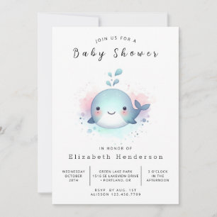 Invitation Baby shower Bohème Personnalisé Baleine