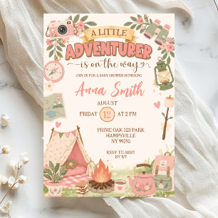 Invitation Baby Shower Bohème Rose Petit Aventurier En Route
