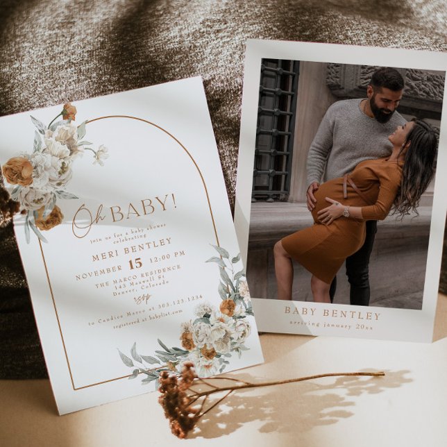 Invitation BABY SHOWER BOHEME Terracotta Floral Boho Arch (Créateur téléchargé)