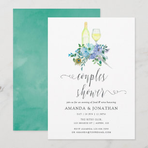 Invitation Baby Shower Bohème Vert et Bleu pour les Amoureux 