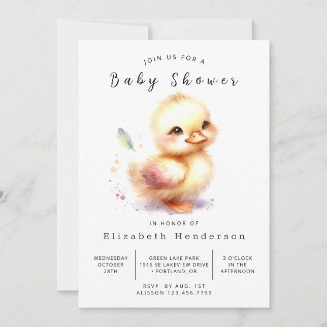Invitation Baby shower Bohemian Digital Duck (Devant)