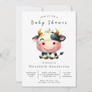 Invitation Baby shower Bohémien Stylish Barn Cow