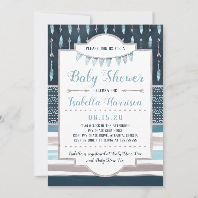 Invitation Baby shower Boho (Devant)
