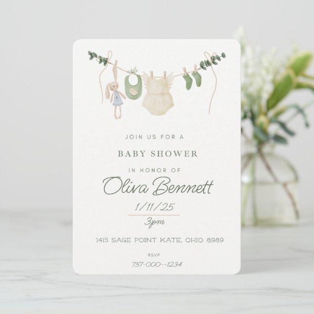 Invitation Baby shower Boho (Debout devant)