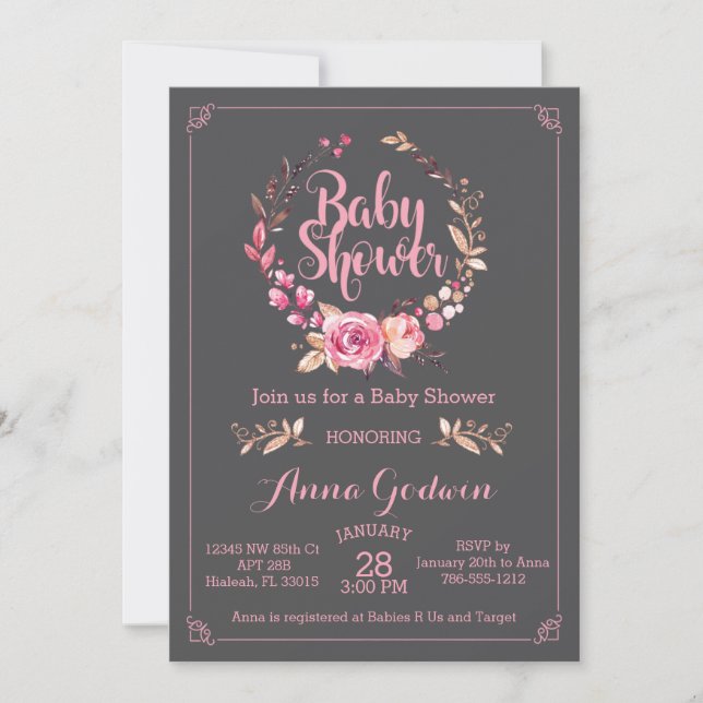 Invitation Baby shower Boho (Devant)