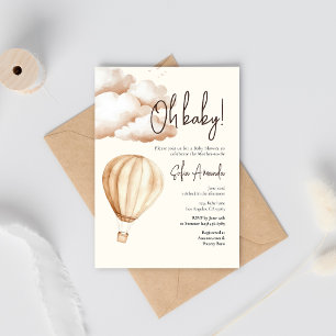 Invitation Baby shower Boho Air Balloon "Oh Baby"