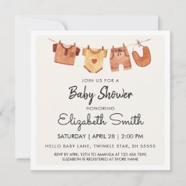 Invitation Baby shower Boho Baby Clothes
