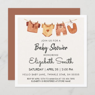 Invitation Baby shower Boho Baby Clothes