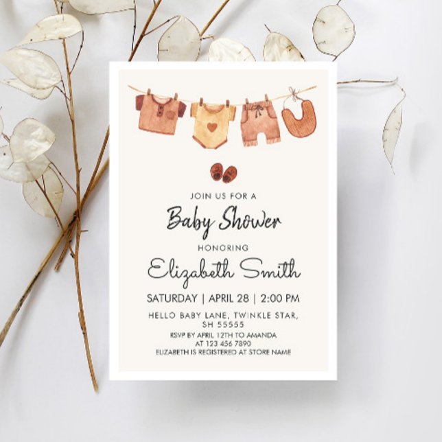 Invitation Baby shower Boho Baby Clothes (Créateur téléchargé)