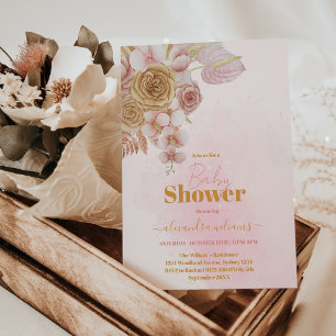 Invitation Baby shower Boho Bohème Pampas Grass