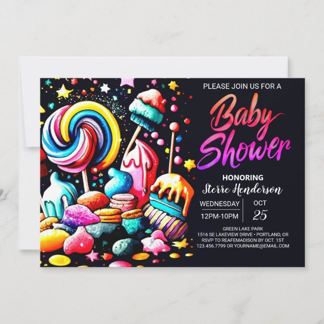 Invitation Baby shower Boho Candyland (Devant)