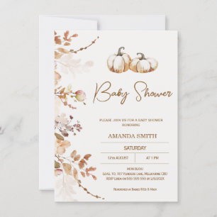Invitation Baby shower Boho Citrouille de beige Brown
