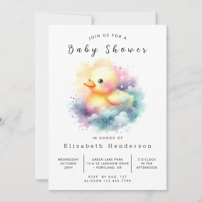 Invitation Baby shower Boho Custom Duck (Devant)