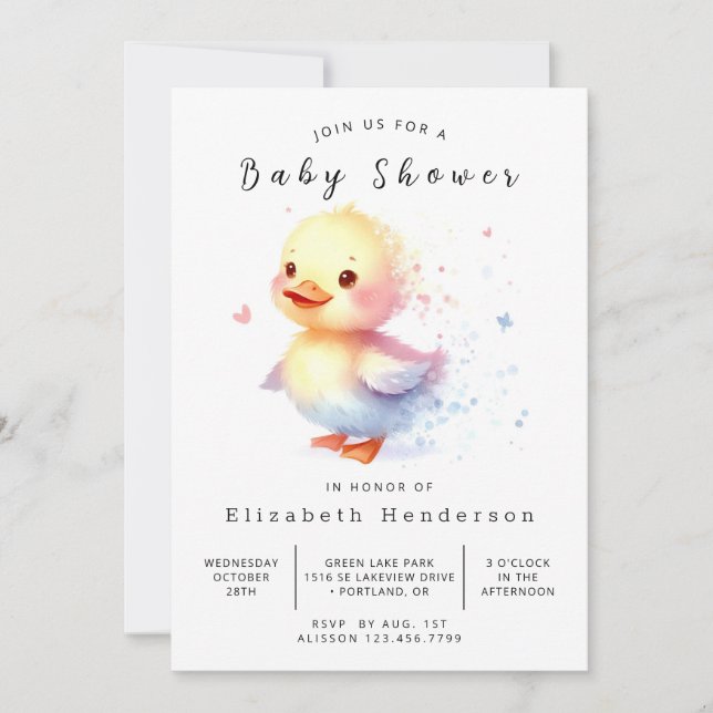 Invitation Baby shower Boho Custom Duck (Devant)